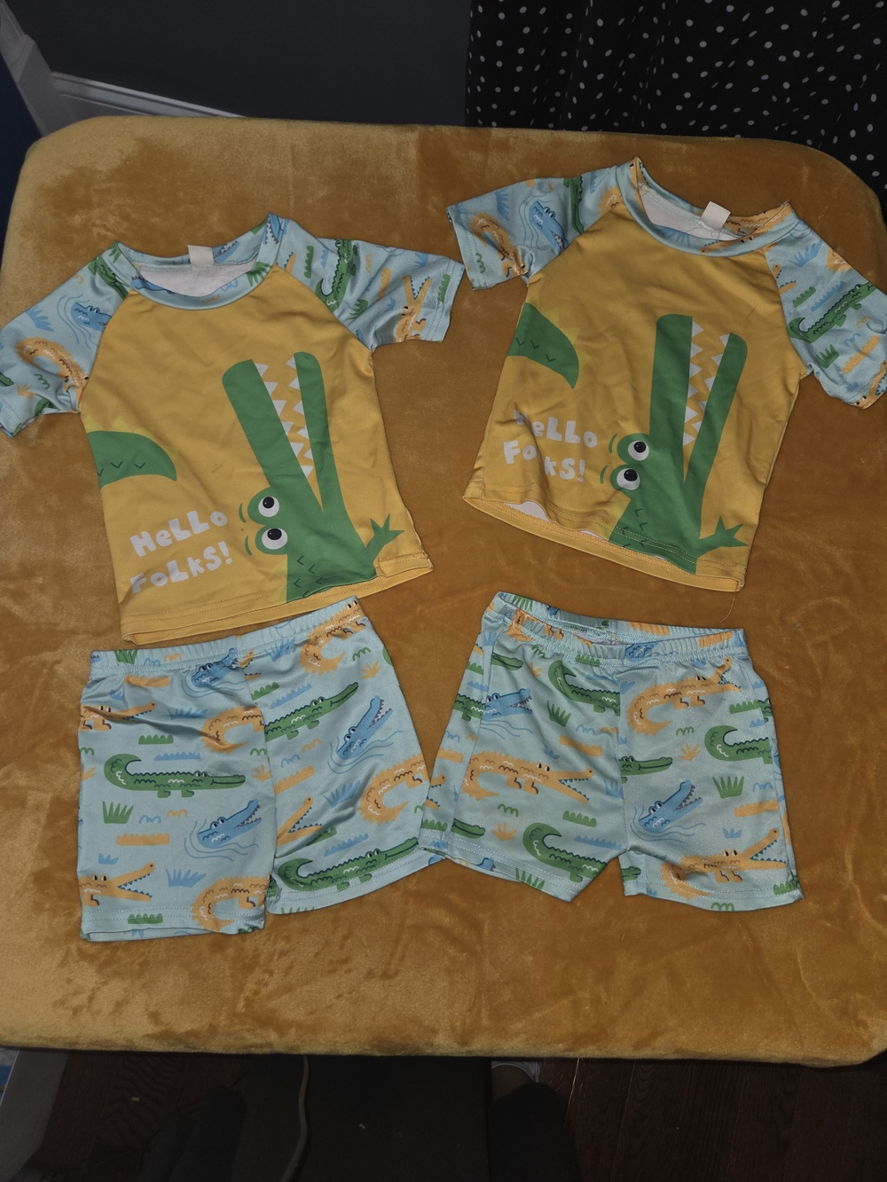 2 Boys 3T/4T Yellow Crocodile Print Swimsuits
